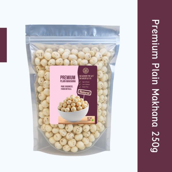 Madhuwan Premium Plain Makhana | Natural Fox Nuts | Healthy| From Mithila, Bihar (1 x 250 g)